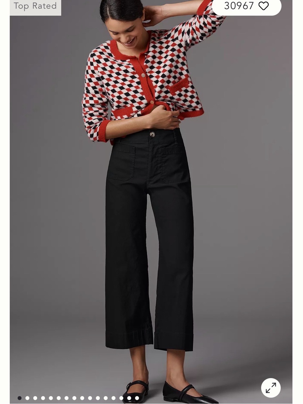 Maeve Colette size 28 High-Rise Wide-Leg Pants in Black